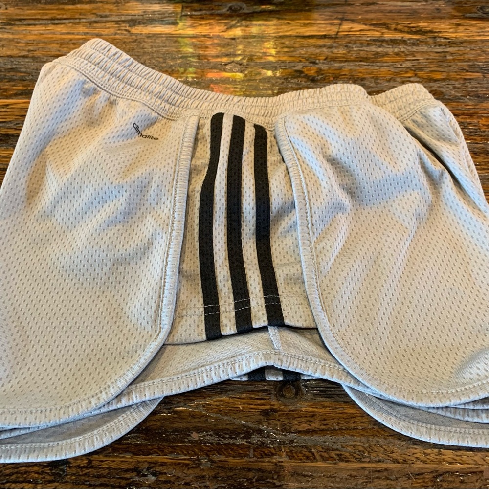 Adidas Running Athletic Shorts Stripe Striped Climalite S Small Black Gray - Picture 5 of 12